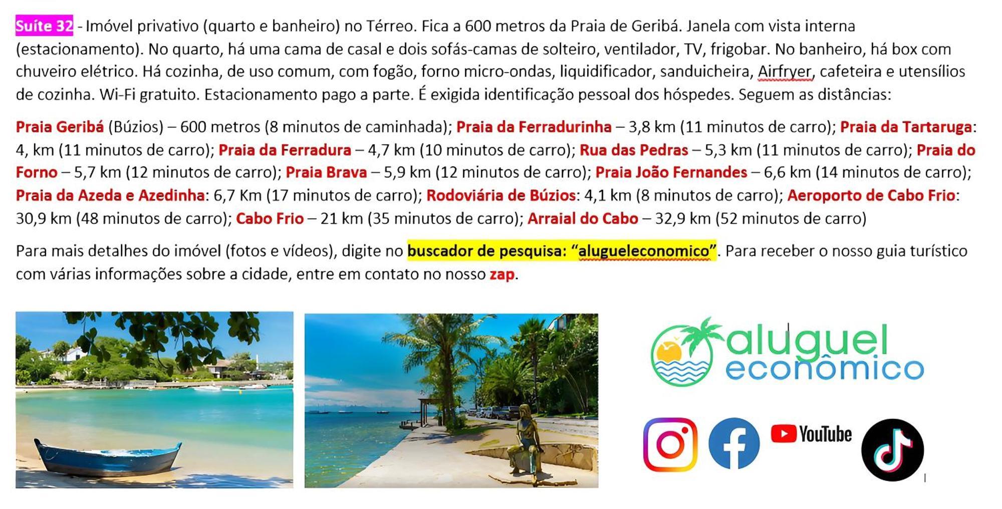 Buzios - Geriba - Suites - Aluguel Economico Экстерьер фото